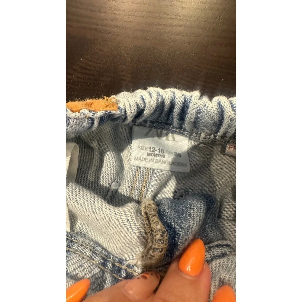 Zara Baby Boy Light Wash Acid Wash Denim Jeans Elastic Waist 12-18 Months